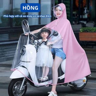 Áo mưa trong suốt cho mẹ và bé đi xe đạp điện, xe máy, chất liệu Eva thân thiện môi trường, có kính chăn tiện lợi -CH190