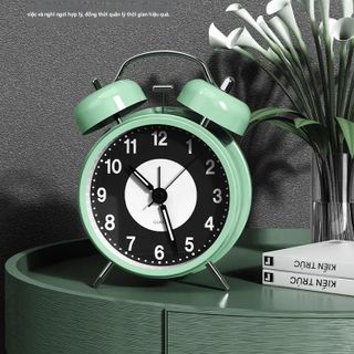 Đồng Hồ Báo Thức Phát Sáng Ban Đêm – Đồng Hồ Kim Loại Vintage Cho Phòng Ngủ TT8