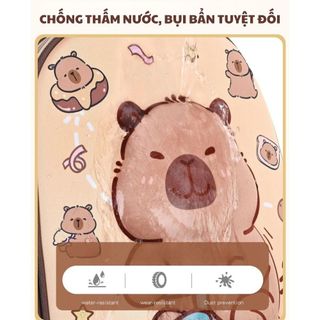Balo Capybara hoạt hình 3D nổi, nhiều ngăn, chất liệu Polyester chống thấm nước, phù hợp cho bé tiểu học, cấp 1 - CH183
