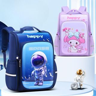 Balo chống gù dáng hộp tiêu chuẩn Nhật Bản, dễ dàng gấp gọn, họa tiết hoạt hình 3D nổi, 2 lớp, học sinh trẻ em lớp 1-6