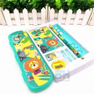 [Quà cho bé] Bộ dụng cụ học tập cho bé, hộp đựng đồ dùng học tập 8 món hình thú dễ thương