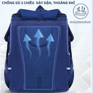 Balo chống gù dáng hộp tiêu chuẩn Nhật Bản, dễ dàng gấp gọn, họa tiết hoạt hình 3D nổi, 2 lớp, học sinh trẻ em lớp 1-6