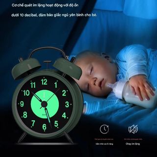 Đồng Hồ Báo Thức Phát Sáng Ban Đêm – Đồng Hồ Kim Loại Vintage Cho Phòng Ngủ TT8