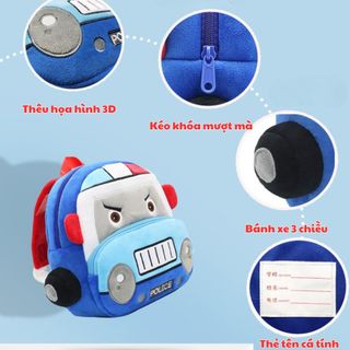Balo vải Nhung đi học, đi chơi cho bé mẫu giáo được Thêu hoạt hình 3D, siêu nhẹ, chống thấm nước, quai đeo bản rộng CH177