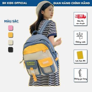 Balo đi học BH Kids phối màu Sunday, chống thấm nước, thời trang, cá tính, có ngăn đựng laptop 15.6 inch - CH107