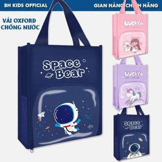 Túi học thêm, túi học phụ đạo nhiều ngăn, Mica trong suốt cho bé tiểu học, cặp sách vải Oxford chống thấm nước
