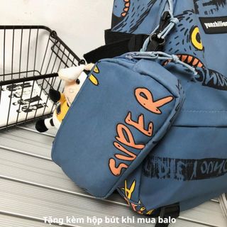 Combo Hộp bút + Balo Đi Học BH Kids Phong Cách Đường Phố Junior Hàn Quốc, ngăn chứa rộng, chống nước, chống sốc - CH109 Backpack