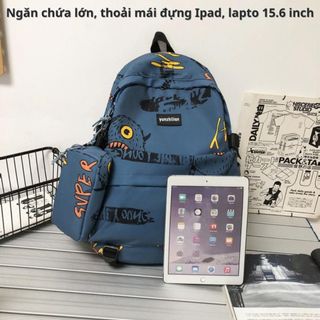 Combo Hộp bút + Balo Đi Học BH Kids Phong Cách Đường Phố Junior Hàn Quốc, ngăn chứa rộng, chống nước, chống sốc - CH109 Backpack