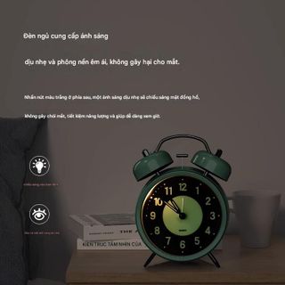 Đồng Hồ Báo Thức Phát Sáng Ban Đêm – Đồng Hồ Kim Loại Vintage Cho Phòng Ngủ TT8