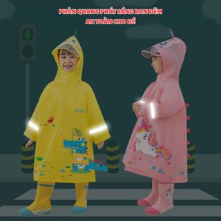 Áo mưa cho bé từ 3-10 tuổi BH Kids, chất liệu Eva thân thiện môi trường, chống thấm tuyệt đối, dày dặn - ch172