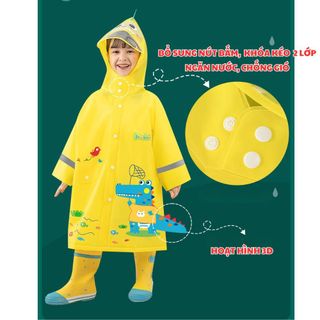 Áo mưa cho bé từ 3-10 tuổi BH Kids, chất liệu Eva thân thiện môi trường, chống thấm tuyệt đối, dày dặn - ch172