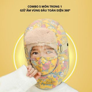 Mũ trùm đầu 5 trong 1, có kính , họa tiết Funny, phù hợp nhiều lứa tuổi, chống nước, chống gió, giữ ấm, 3 lớp dày dặn  Hat