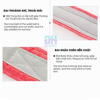 Đai, Địu di xe máy an toàn cho bé (từ 1 đến 10 tuổi), chống bụi bẩn, thoáng khí, chắc chắn, phát sáng ban đêm