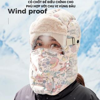 Mũ trùm đầu 5 trong 1, có kính , họa tiết Funny, phù hợp nhiều lứa tuổi, chống nước, chống gió, giữ ấm, 3 lớp dày dặn Hat