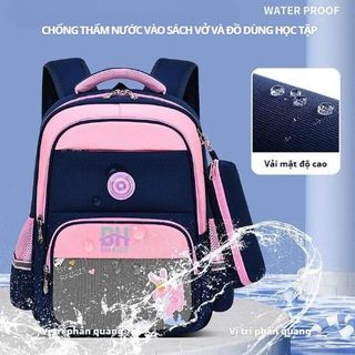 Tặng kèm hộp bút - Balo Happy chống gù, chống thấm nước , phản quang phát sáng ban đêm, thiết kế theo tiêu chuẩn Nhật Bả