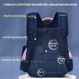 Tặng kèm hộp bút - Balo Happy chống gù, chống thấm nước , phản quang phát sáng ban đêm, thiết kế theo tiêu chuẩn Nhật Bả