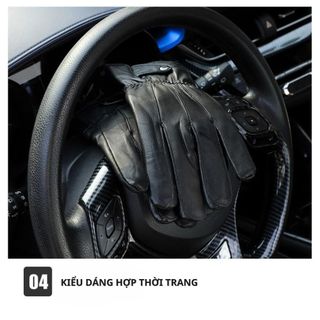 Găng tay da thật BH Kids chống nước, lửa, chống nắng, chống gió, đi mưa dành cho nam,nữ, có cảm ứng và lót nhung cao cấp