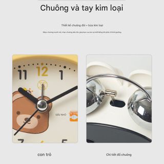 Đồng Hồ Báo Thức Chuông Kép Hình Gấu – Decor Bàn Học, Phòng Ngủ Siêu Cute TT3