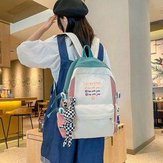 Balo nữ Luckystar Hàn đi học, đi chơi, đi làm, chống thấm nước, màu sắc đơn giản, cá tính