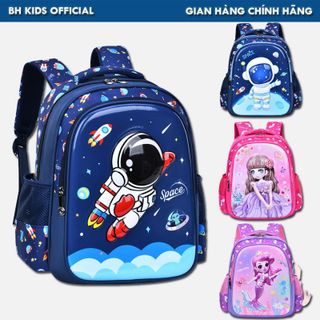 Balo họa tiết hoạt hình 3D nổi BH Kids cho bé cấp 1, chất liệu vải Polyester chống thấm nước CH164 Túi