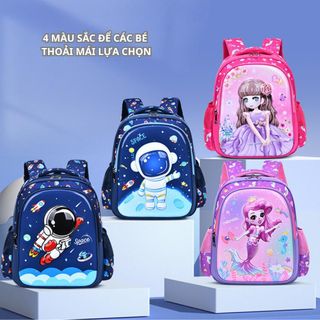 Balo họa tiết hoạt hình 3D nổi BH Kids cho bé cấp 1, chất liệu vải Polyester chống thấm nước CH164 Túi
