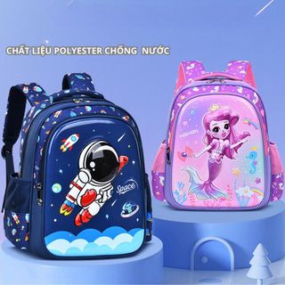 Balo họa tiết hoạt hình 3D nổi BH Kids cho bé cấp 1, chất liệu vải Polyester chống thấm nước CH164 Túi