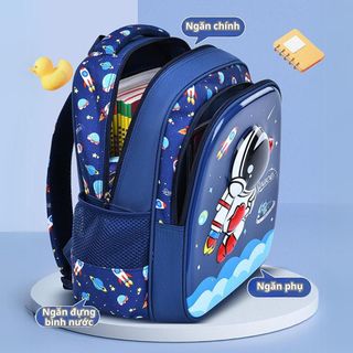 Balo họa tiết hoạt hình 3D nổi BH Kids cho bé cấp 1, chất liệu vải Polyester chống thấm nước CH164 Túi