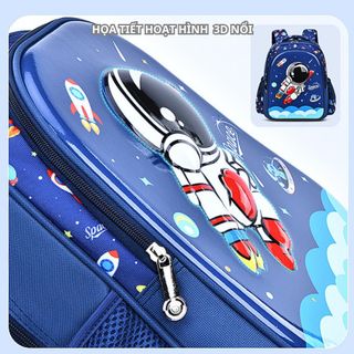Balo họa tiết hoạt hình 3D nổi BH Kids cho bé cấp 1, chất liệu vải Polyester chống thấm nước CH164 Túi