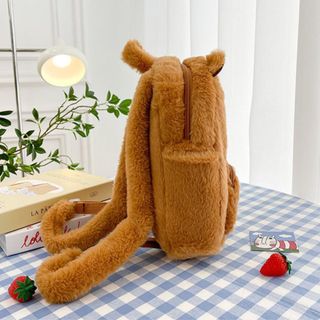 Balo vải lông xù họa tiết hoạt hình Capybara vui nhộn, đáng yêu phù hợp với nhiều lứa tuổi  Backpack