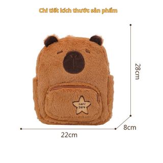 Balo vải lông xù họa tiết hoạt hình Capybara vui nhộn, đáng yêu phù hợp với nhiều lứa tuổi Backpack