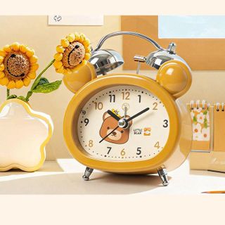 Đồng Hồ Báo Thức Chuông Kép Hình Gấu – Decor Bàn Học, Phòng Ngủ Siêu Cute TT3