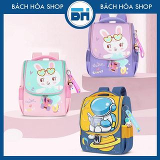 Balo dáng hộp, vải Polyester chống thấm nước, có phản quang phát sáng, họa tiết hoạt hình - Dành cho bé mẫu giáo, lớp 1