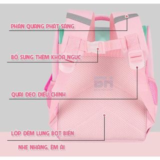 Balo dáng hộp, vải Polyester chống thấm nước, có phản quang phát sáng, họa tiết hoạt hình - Dành cho bé mẫu giáo, lớp 1