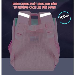 Balo dáng hộp, vải Polyester chống thấm nước, có phản quang phát sáng, họa tiết hoạt hình - Dành cho bé mẫu giáo, lớp 1