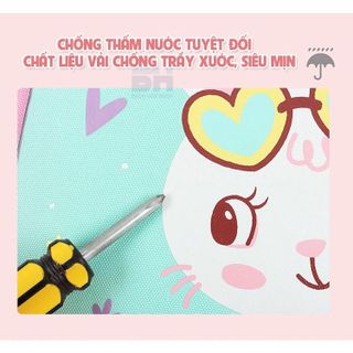 Balo dáng hộp, vải Polyester chống thấm nước, có phản quang phát sáng, họa tiết hoạt hình - Dành cho bé mẫu giáo, lớp 1