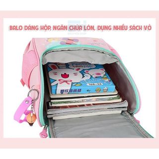 Balo dáng hộp, vải Polyester chống thấm nước, có phản quang phát sáng, họa tiết hoạt hình - Dành cho bé mẫu giáo, lớp 1