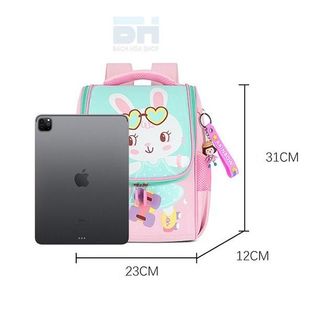 Balo dáng hộp, vải Polyester chống thấm nước, có phản quang phát sáng, họa tiết hoạt hình - Dành cho bé mẫu giáo, lớp 1