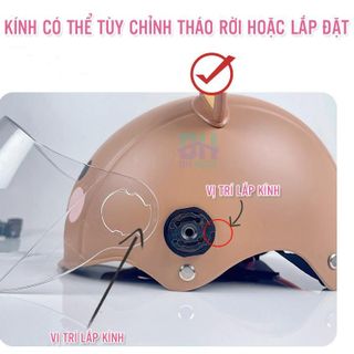Mũ, Nón bảo hiểm cao cấp BH Kids cho bé, có kính chắn bụi, chắn gió, hoạt hình dễ thương, phù hợp với bé 3-12 tuổi-BHS72