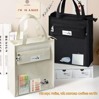 Túi học thêm, phụ đạo hình gấu Panda, vải Oxford chống nước, nhiều ngăn, tặng kèm móc khóa gấu - Ch148  Đeo Vai