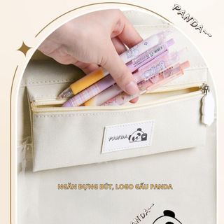 Túi học thêm, phụ đạo hình gấu Panda, vải Oxford chống nước, nhiều ngăn, tặng kèm móc khóa gấu - Ch148  Đeo Vai