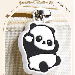 Túi học thêm, phụ đạo hình gấu Panda, vải Oxford chống nước, nhiều ngăn, tặng kèm móc khóa gấu - Ch148 Đeo Vai