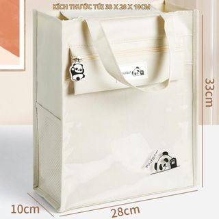 Túi học thêm, phụ đạo hình gấu Panda, vải Oxford chống nước, nhiều ngăn, tặng kèm móc khóa gấu - Ch148  Đeo Vai