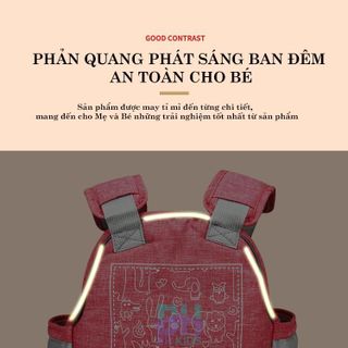 Đai, Địu di xe máy an toàn cho bé (từ 1 đến 10 tuổi), chống bụi bẩn, thoáng khí, chắc chắn, phát sáng ban đêm CH186