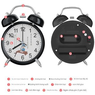 Đồng Hồ Báo Thức Để Bàn Phong Cách Vintage – Đồng Hồ Kim Chuông Kép Dễ Thương TT5