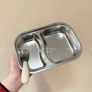 KHAY ĂN 2 NGĂN INOX HÌNH THÚ DỄ THƯƠNG CHO CÁC BÉ