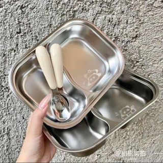 KHAY ĂN 2 NGĂN INOX HÌNH THÚ DỄ THƯƠNG CHO CÁC BÉ