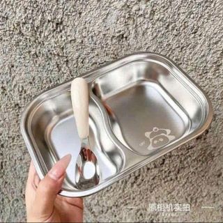KHAY ĂN 2 NGĂN INOX HÌNH THÚ DỄ THƯƠNG CHO CÁC BÉ