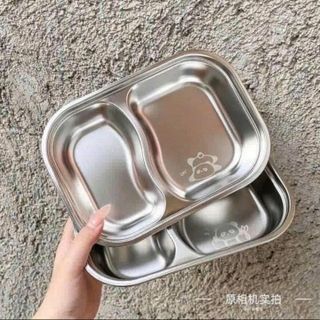 KHAY ĂN 2 NGĂN INOX HÌNH THÚ DỄ THƯƠNG CHO CÁC BÉ