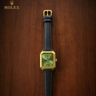 SĂN SALE ĐỒNG HỒ NỮ THỜI TRANG ROLXE DA ĐEN MẶT CHỮ NHẬT XANH