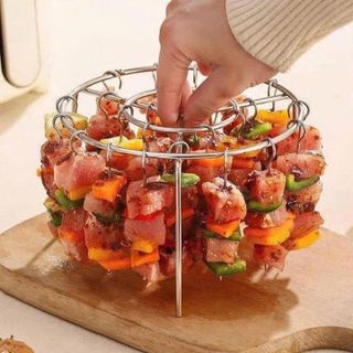 KHAY TRÒN XIÊN THỊT NƯỚNG HÀNG 24 QUE, DÙNG NỒI CHIÊN
